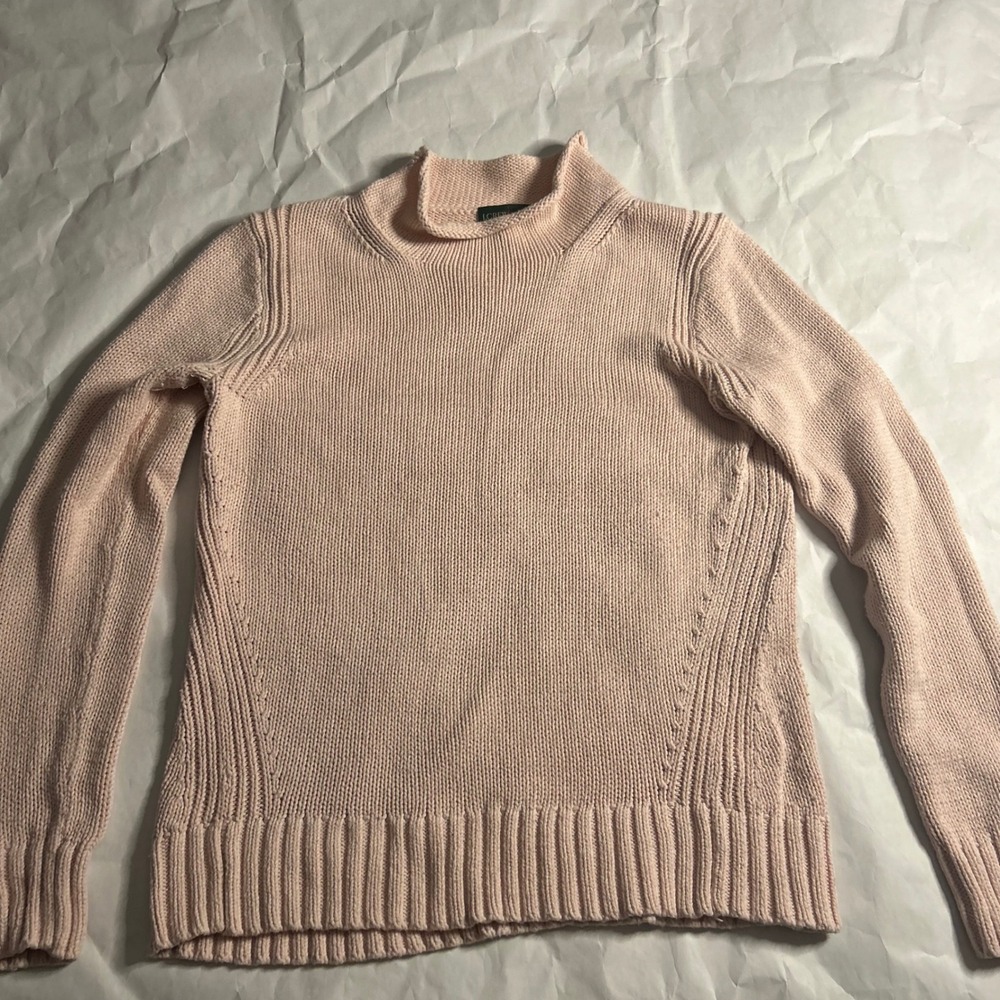 J Crew Always‎ Oarsman Womens VTG Pink Knit Sweater Mock Neck Long Sleeve Medium
